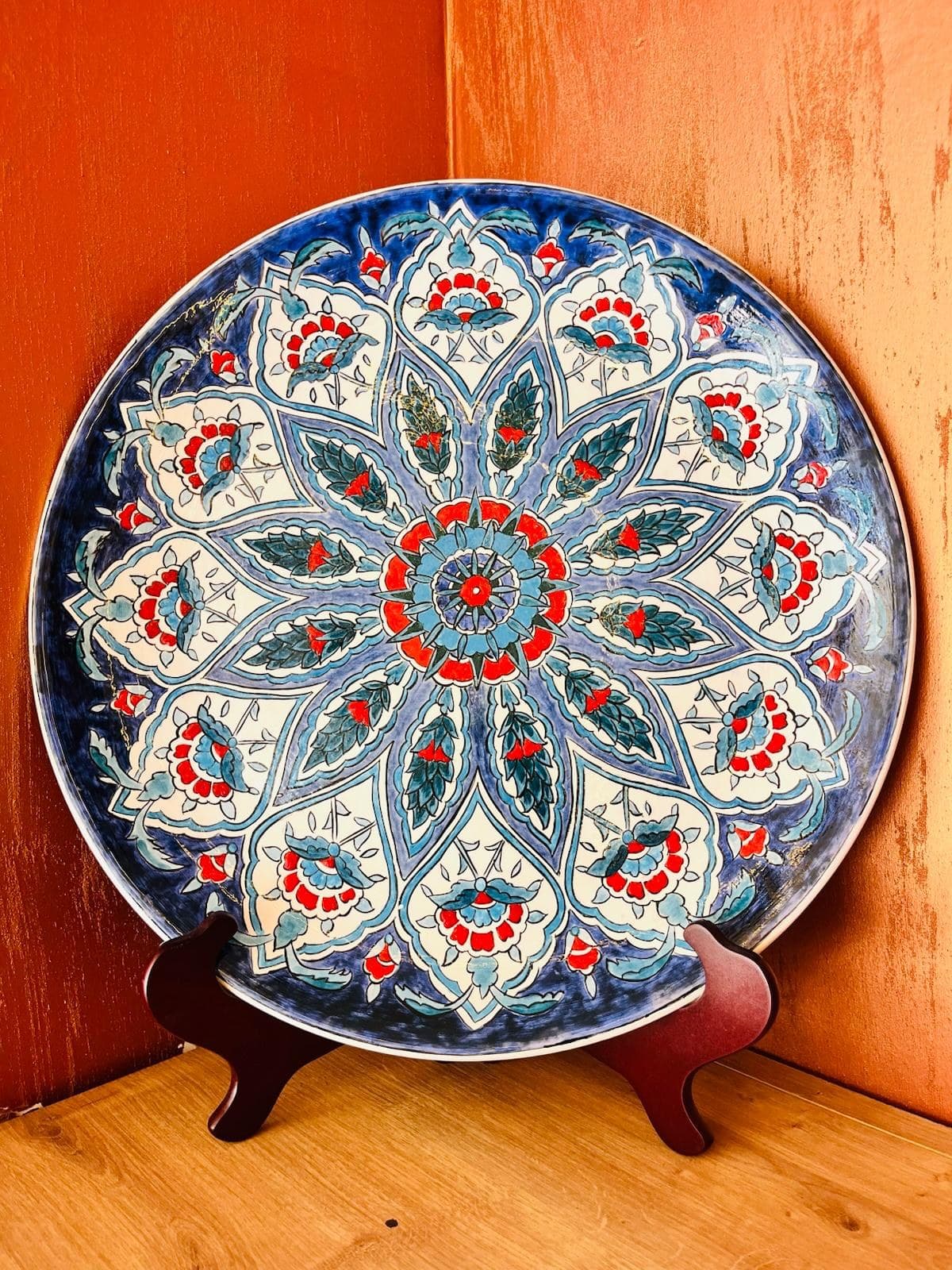 Altın Varak Kenarlı Gece Mavisi Lüks Çini Meyve Tabağı - Kahramanmaraş Hilal Avize